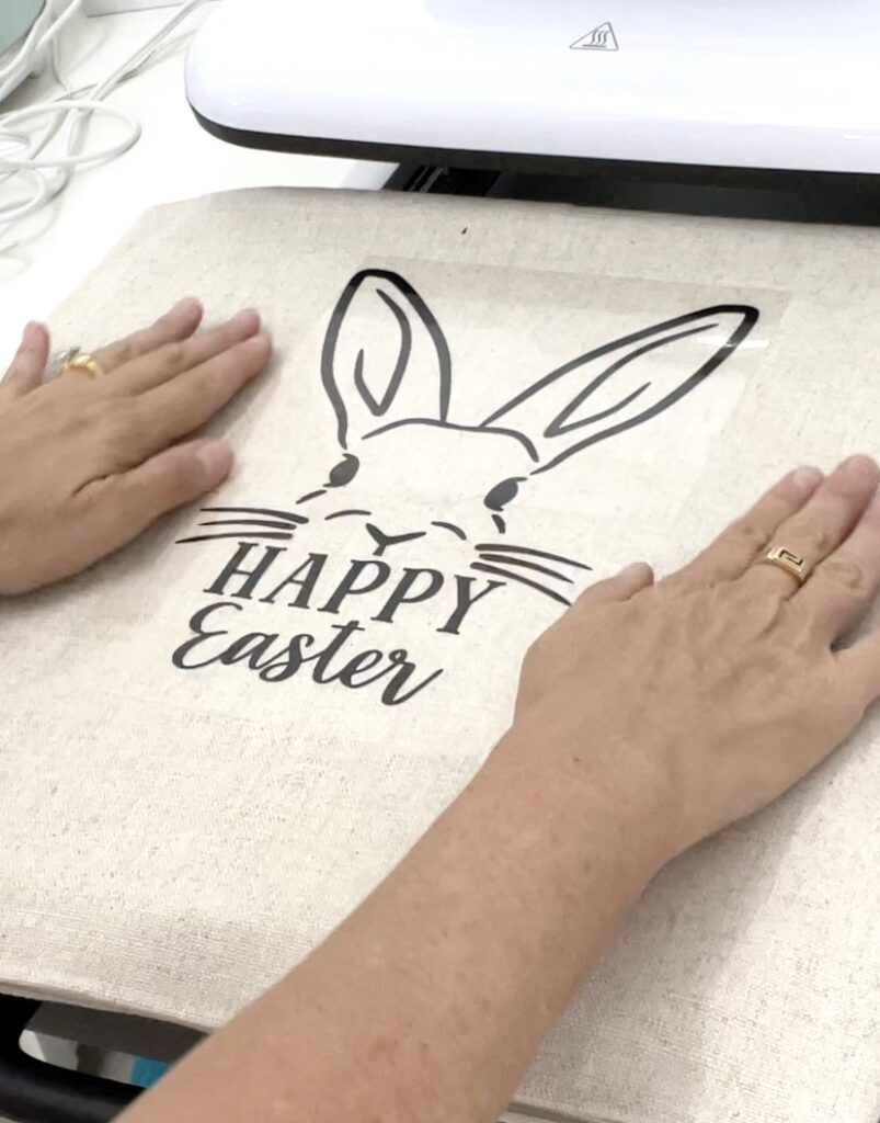 Black Easter Bunny outline with heat transfer vinyl and HTVRONT heat press