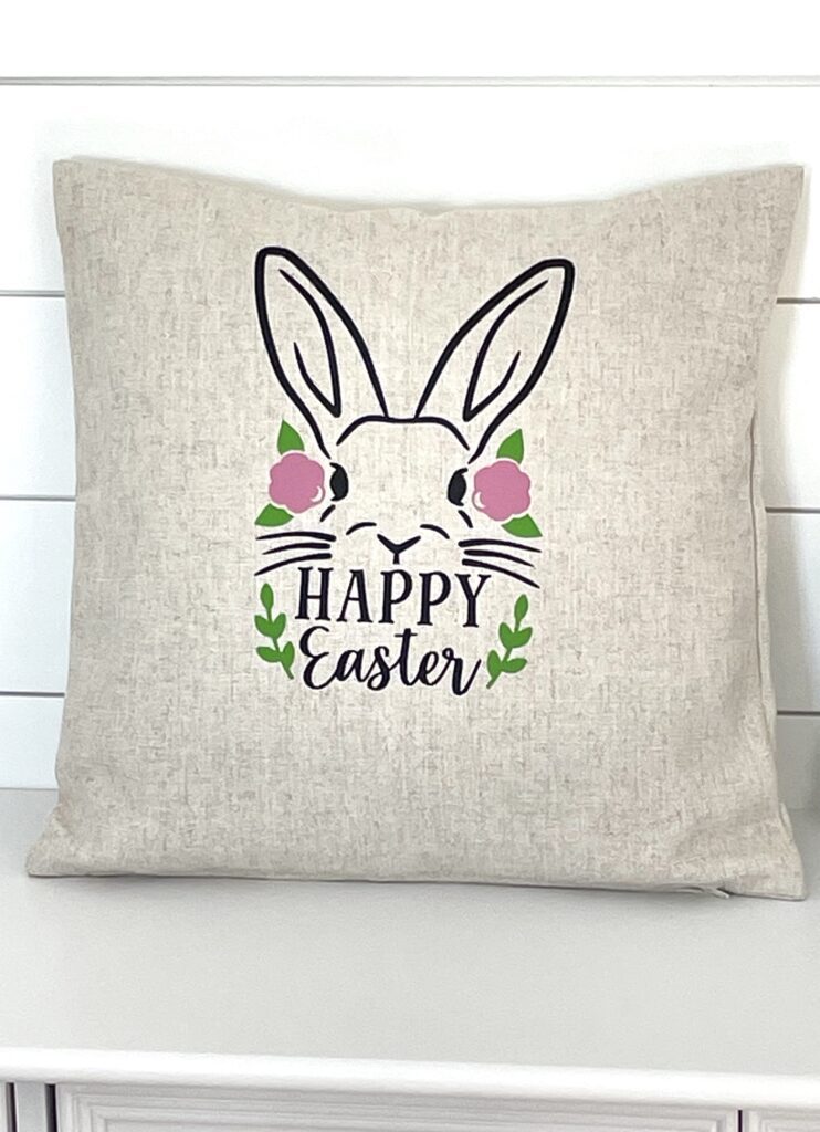 Easter Bunny pillow cover with heat transfer vinyl using HTVRONT heat press
