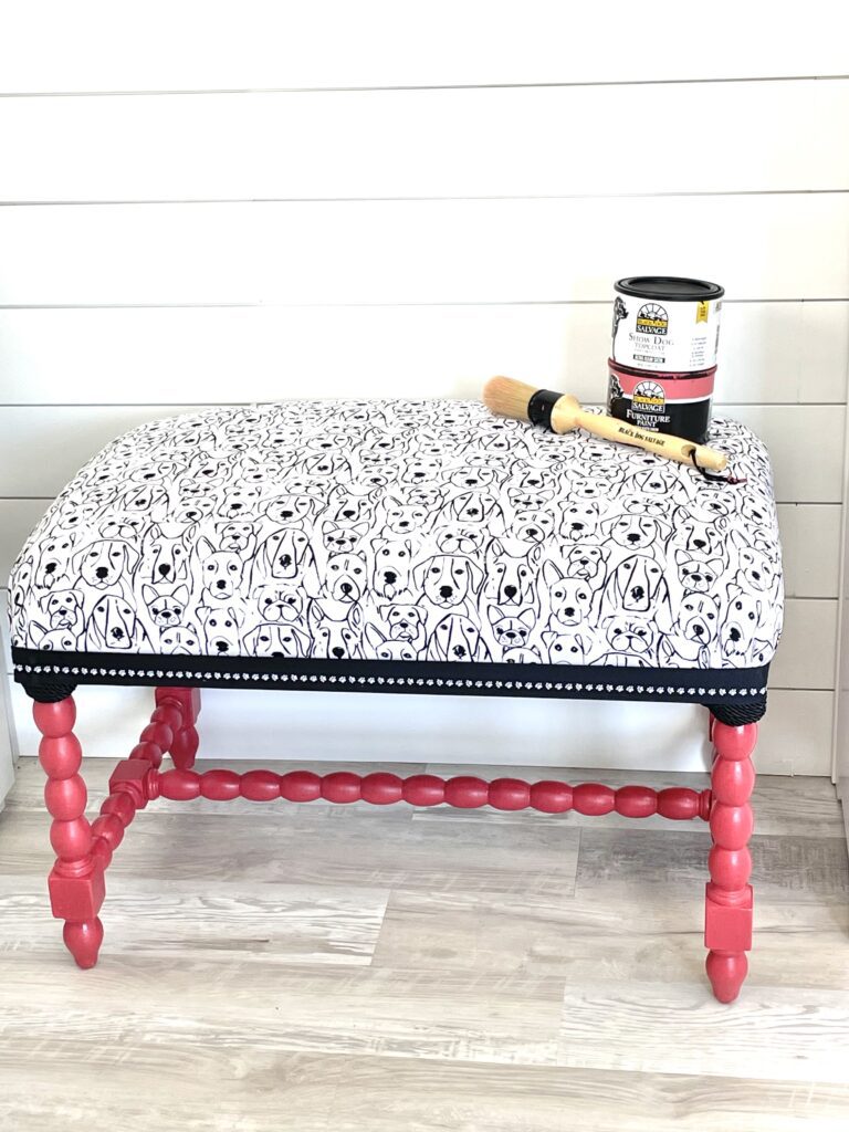 Ottoman furniture makeover using Black Dog Salvage paint
