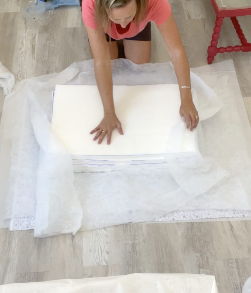 Stacking cushion for the ottoman furniture makeover