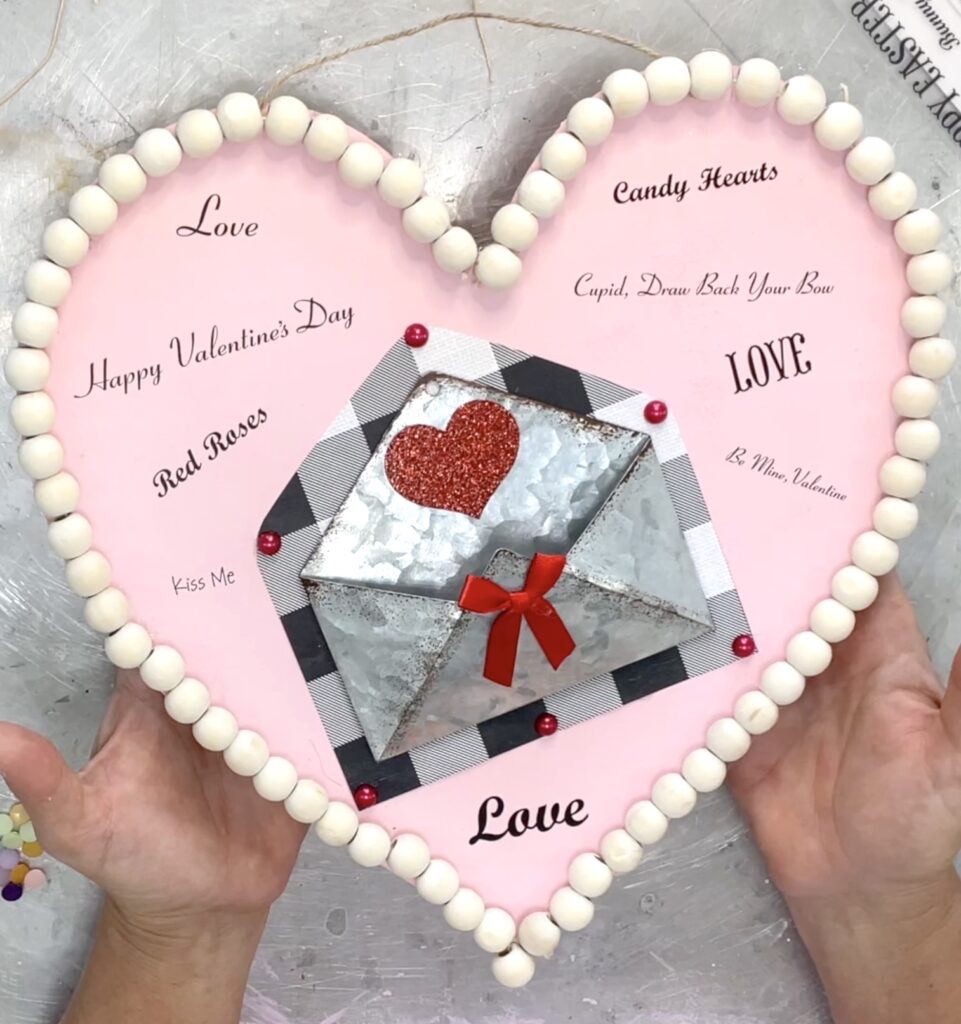 Finished Valentine craft idea using the dollar tree heart