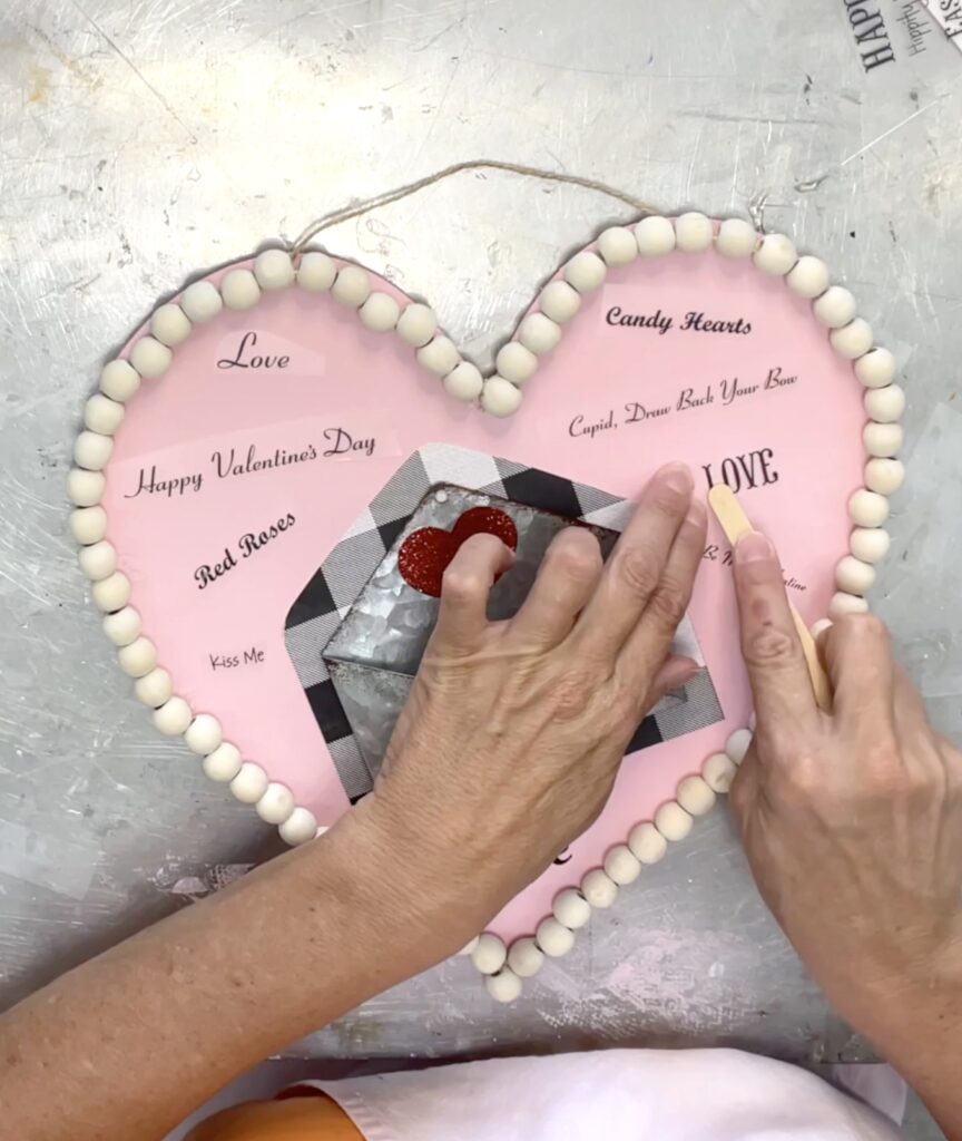 Using rub on transfers to apply to the Valentine craft idea