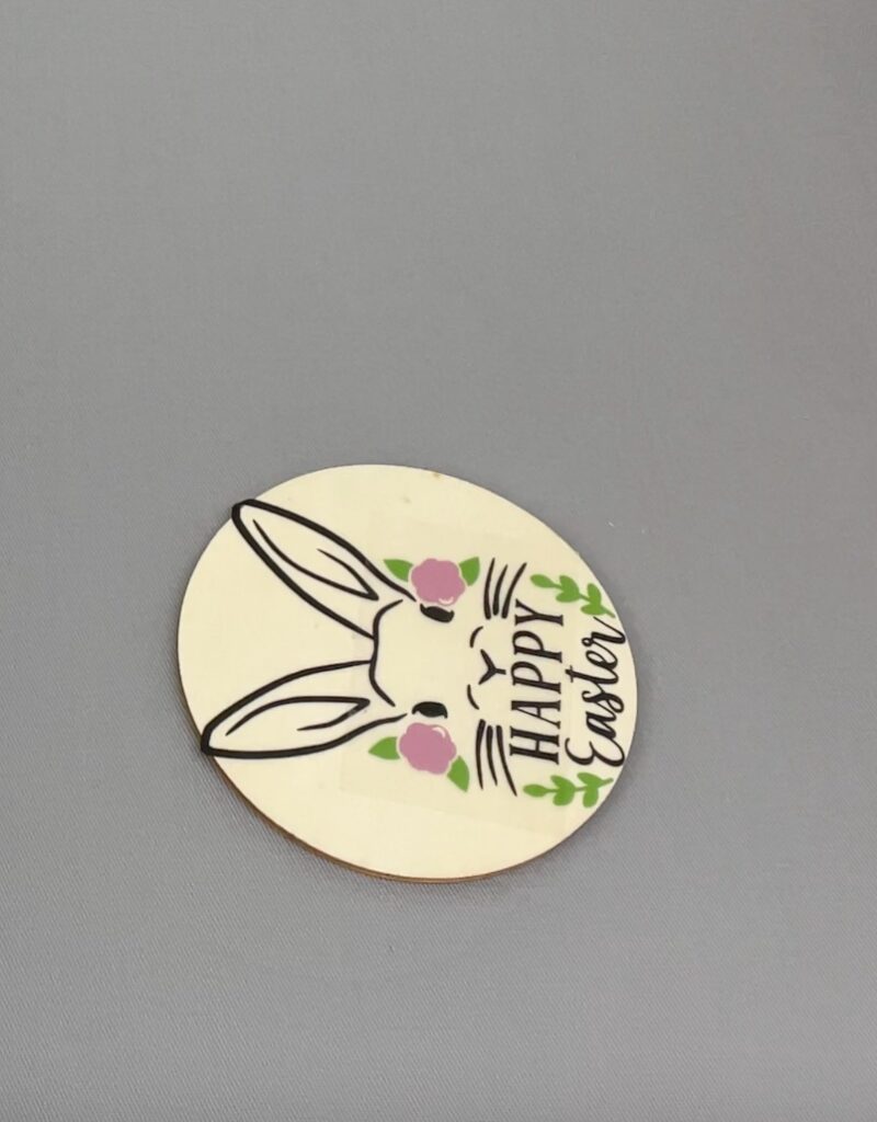 Wood coaster Easter Bunny heat transfer vinyl