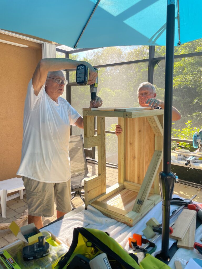 Greg lending a hand with the wood box