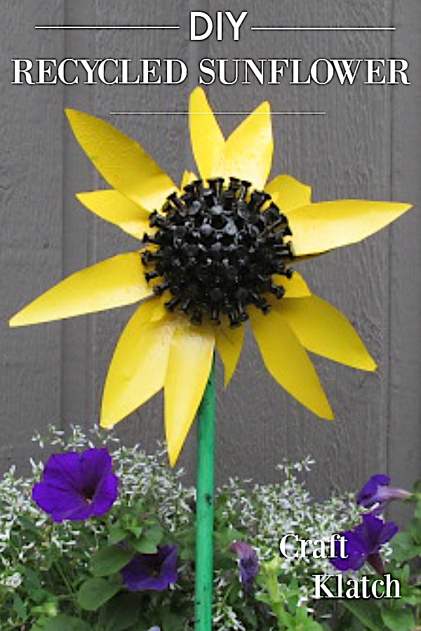 do it yourself ideas for outdoor garden Recycled Sunflower 