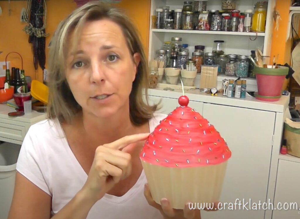 Colossal cupcake lamp made from a resin mold