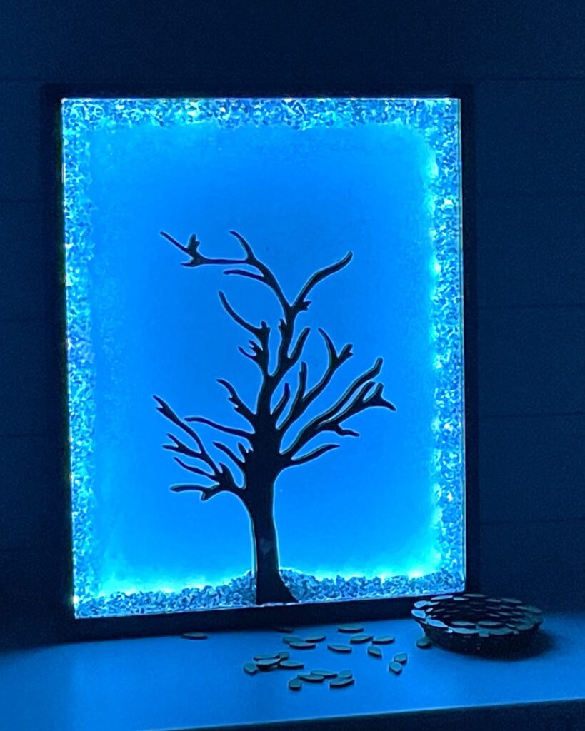 DIY wedding tree craft all lit up wedding guest book alternative