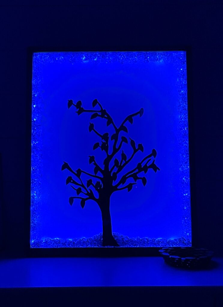 Wedding tree lit up blue wedding guest book alternative