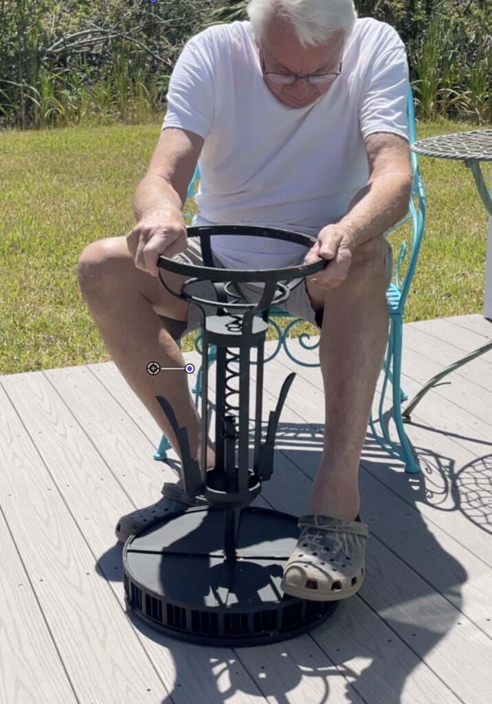 Dad straightening the table