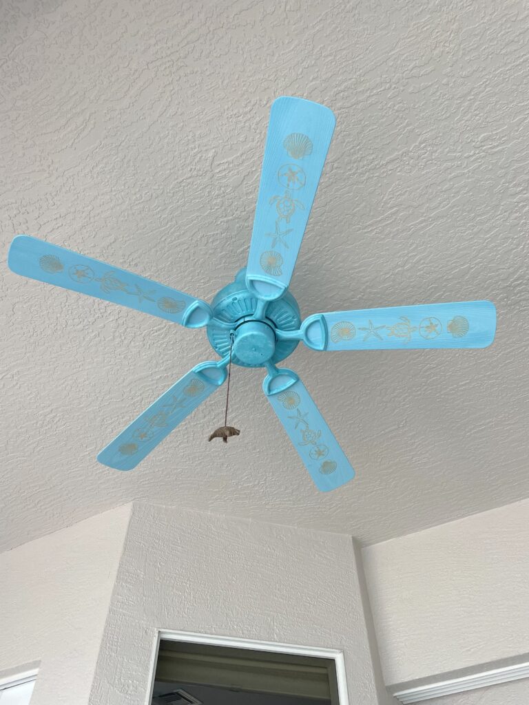 Coastal ceiling fan with laser engraved blades from the xtool M1