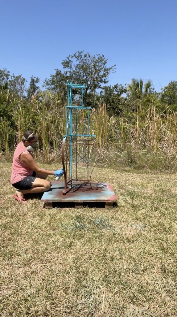 painting the metal rack seaside