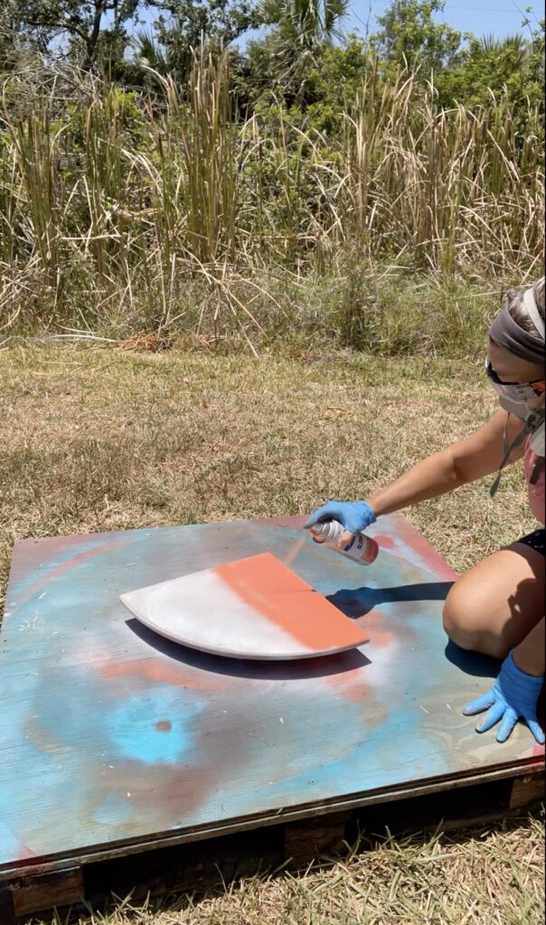 spraypainting the shelf coral