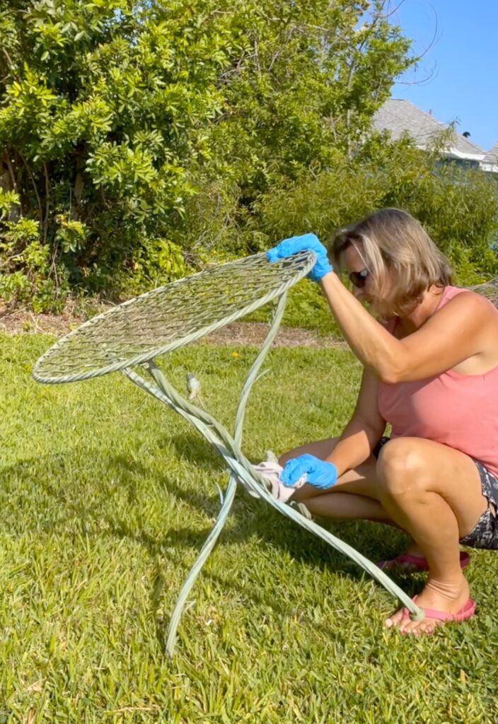 Cleaning the bird table