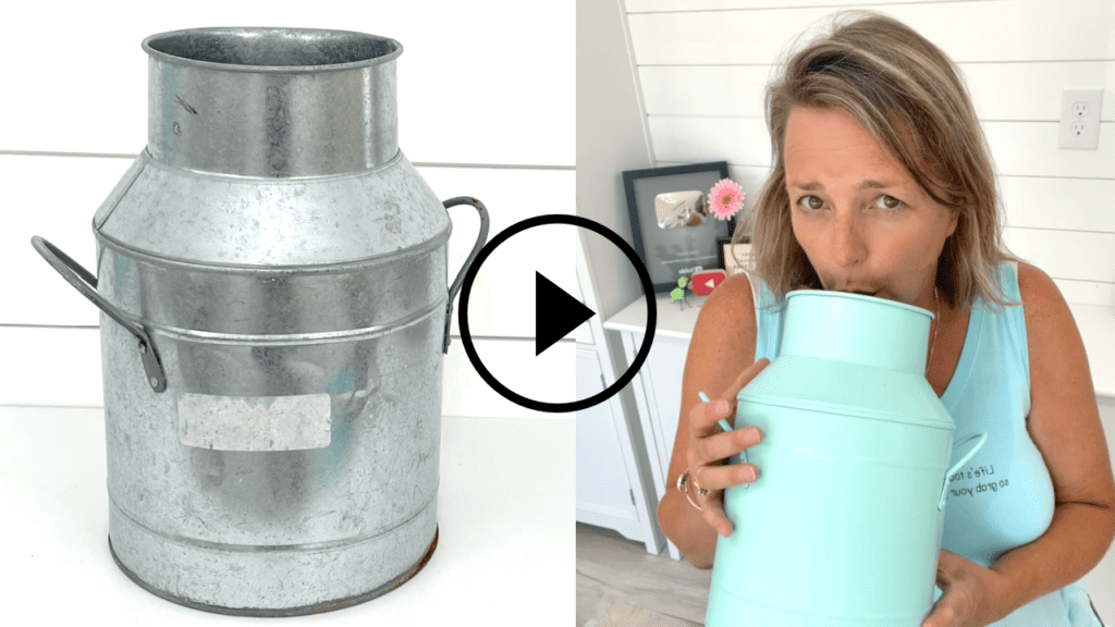 Metal milk jug makeover coastal farmhouse decor youtube video DIY
