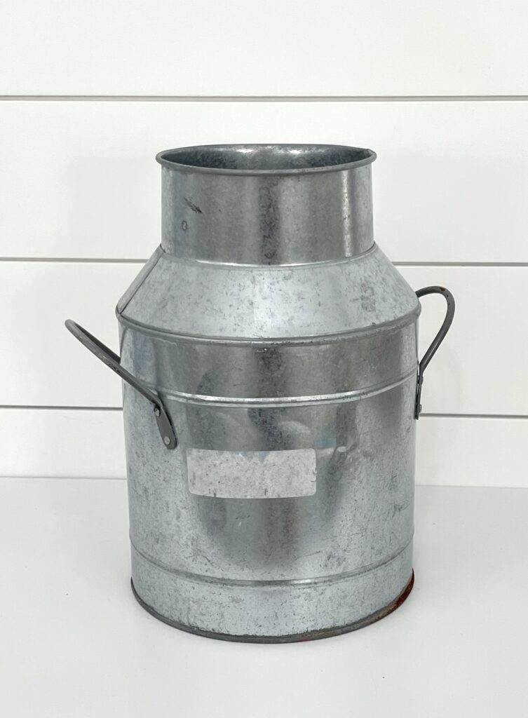 Metal milk jug before makeover