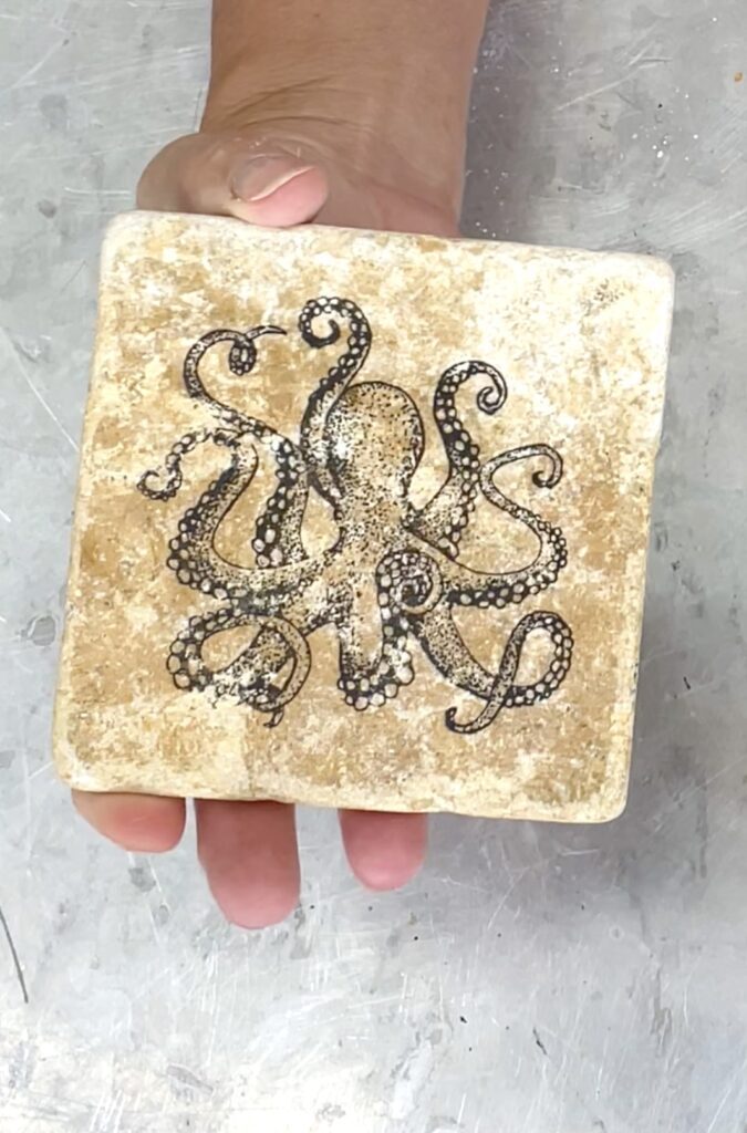 octopus stamped stone coasters