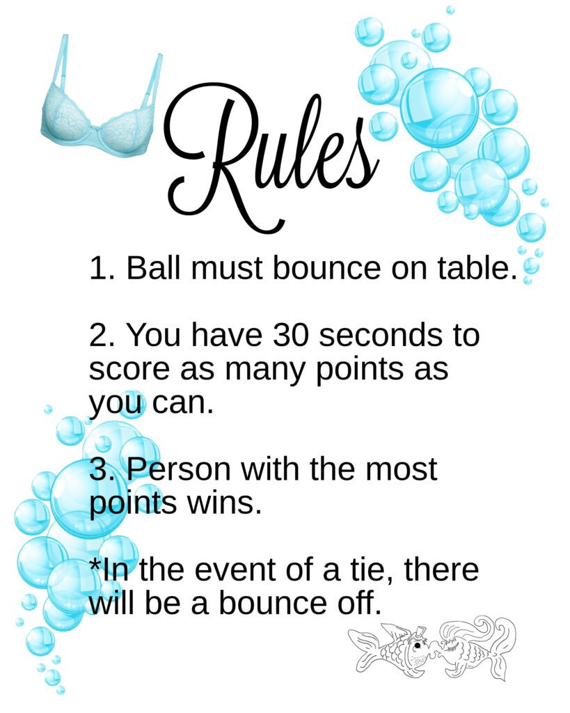 Bridal shower bra pong game rules