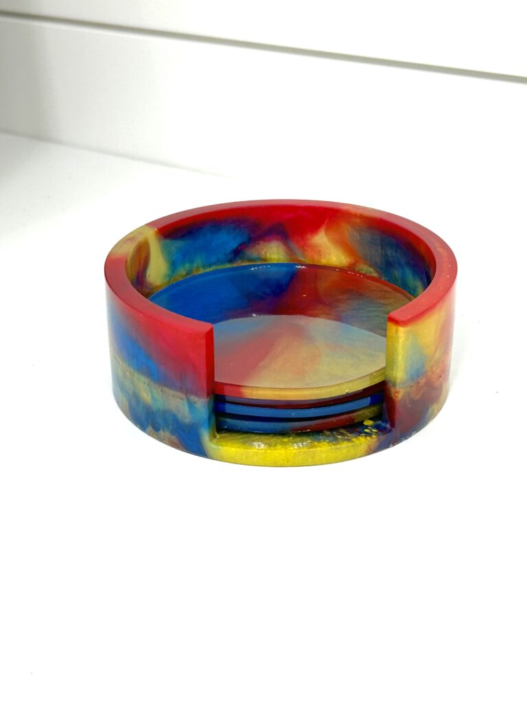 Color blending resin coasters