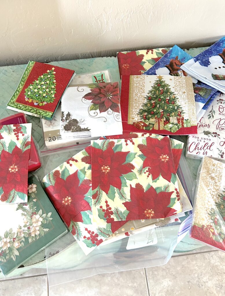 Christmas napkins for decoupaging