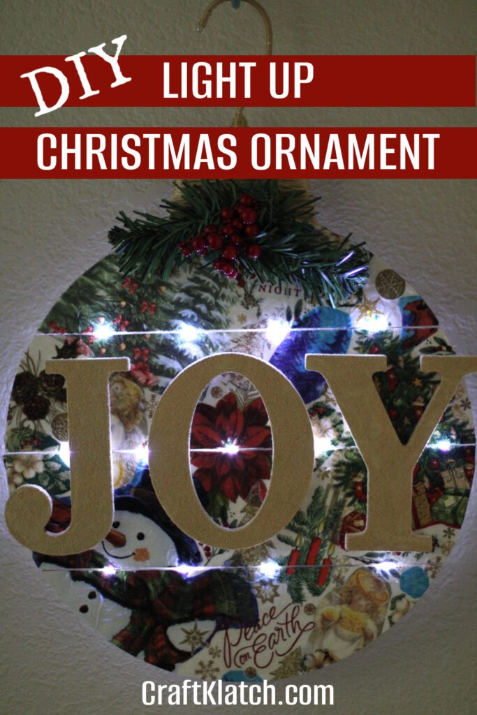 Decoupage napkins light up Christmas ornament pinterest pin