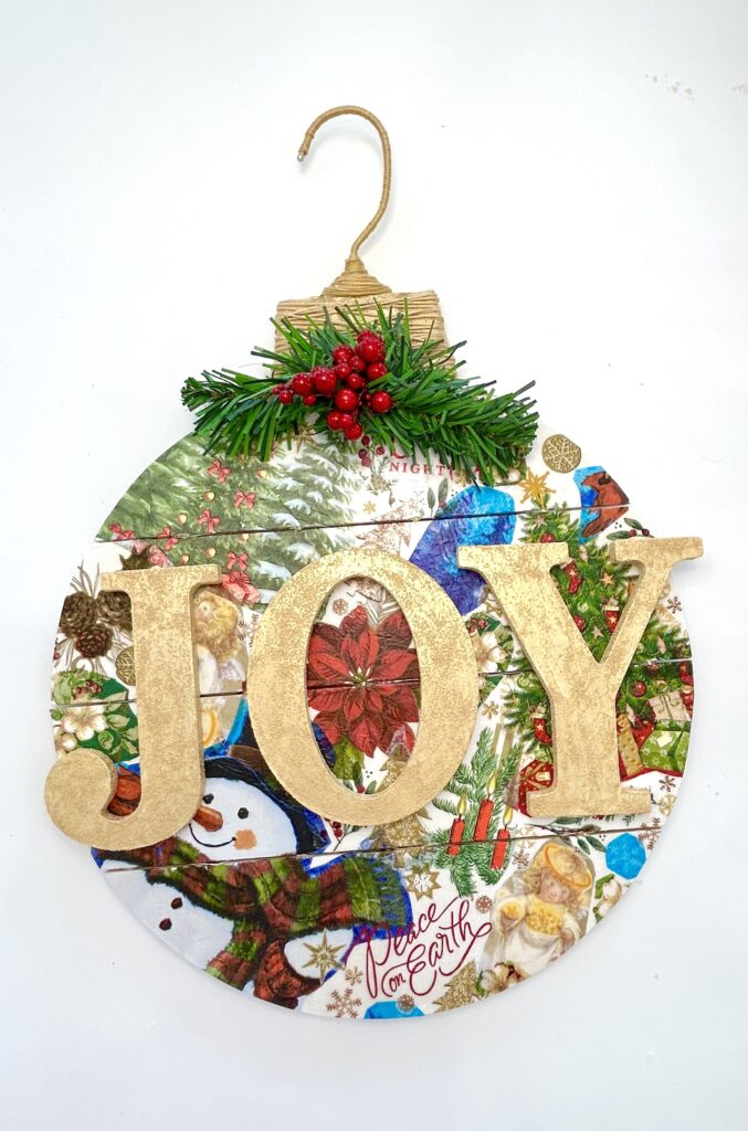 Decoupaged napkins Christmas ornament