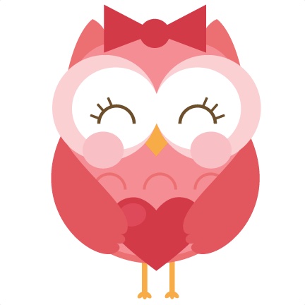 Cute pink Valentines day owl clipart 
