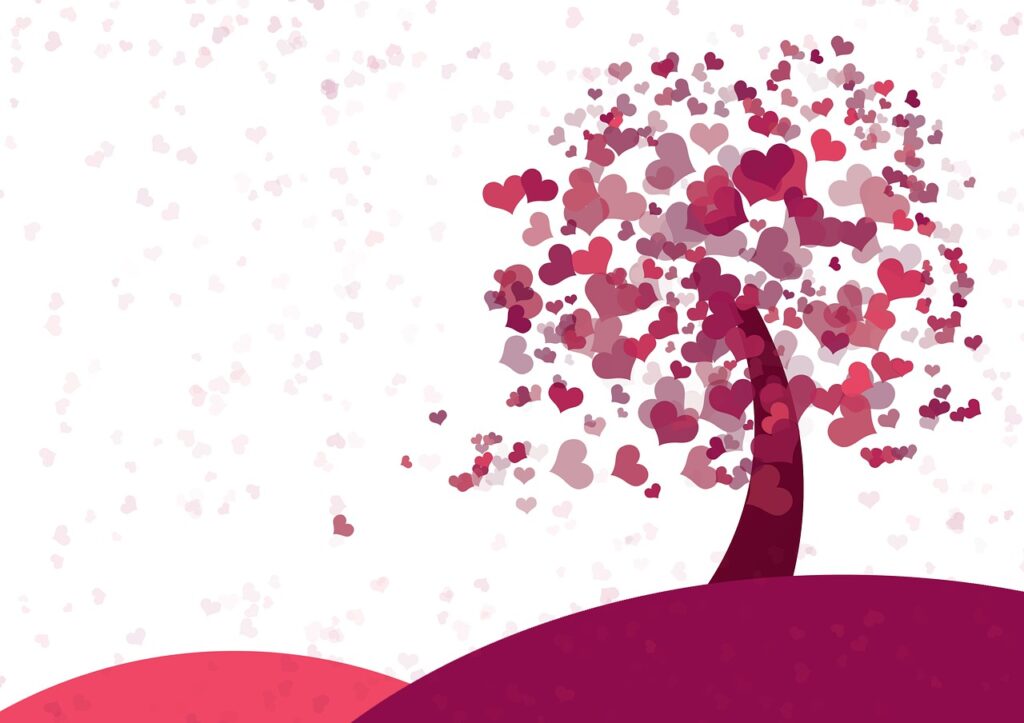 Valentines day clipart tree with hearts