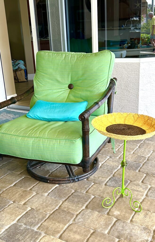 Sunflower table made from thrift store craft items