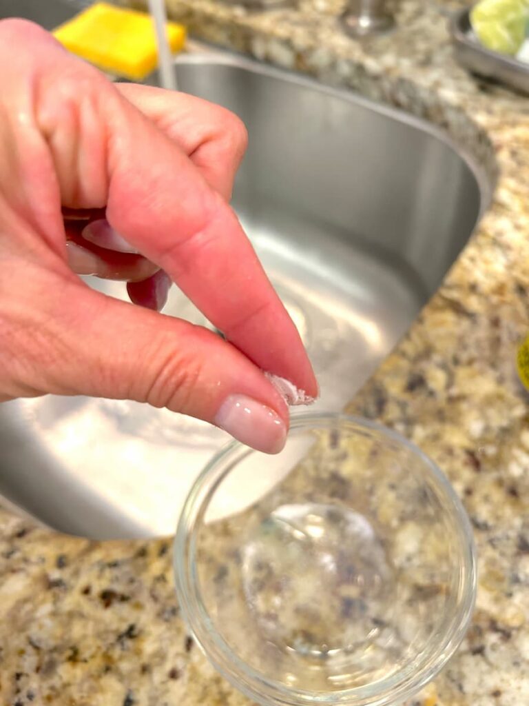 Adding a pinch of baking soda to a small bowl