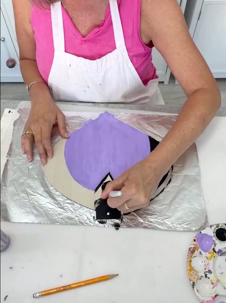 Adding black hair to the Dracula Halloween ornament with paint