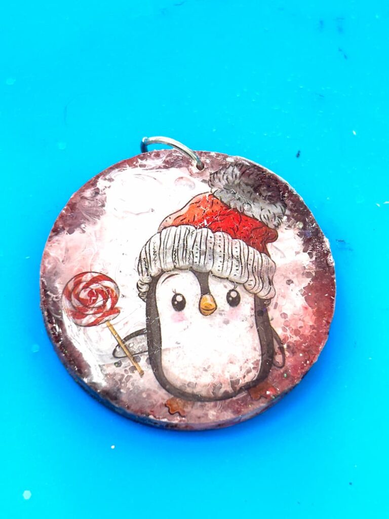 Easy Christmas Penguin Tattoo Charm DIY finished