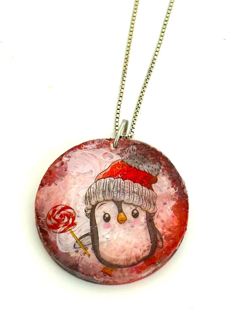 Easy Christmas Penguin Tattoo Charm DIY on a chain