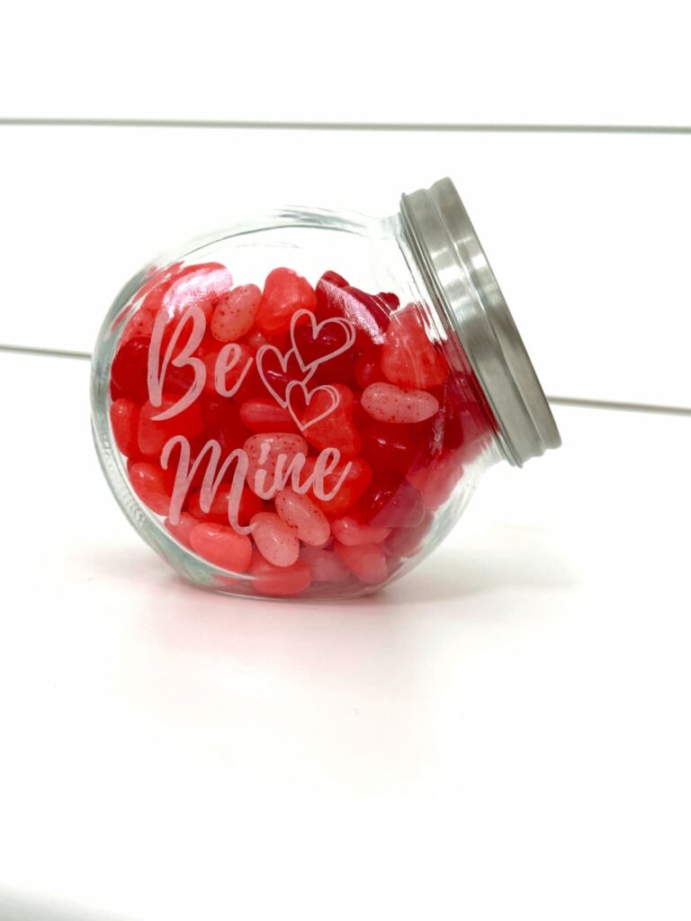 DIY Engraved Candy Jar Valentine's Day Craft Be Mine side