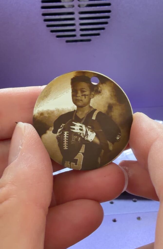 finished metal laser engraving a photo