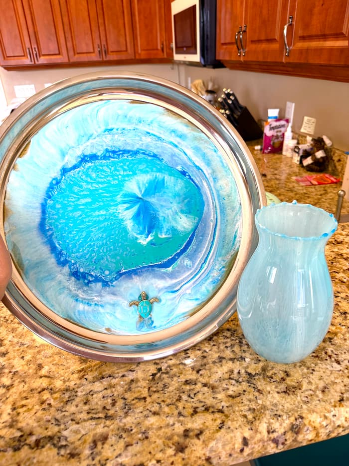 Finished ocean art vase and tray
