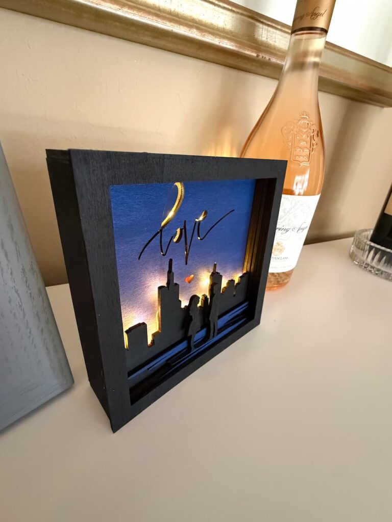 How to Make a Shadowbox for Valentine's Day with bottle of wine
