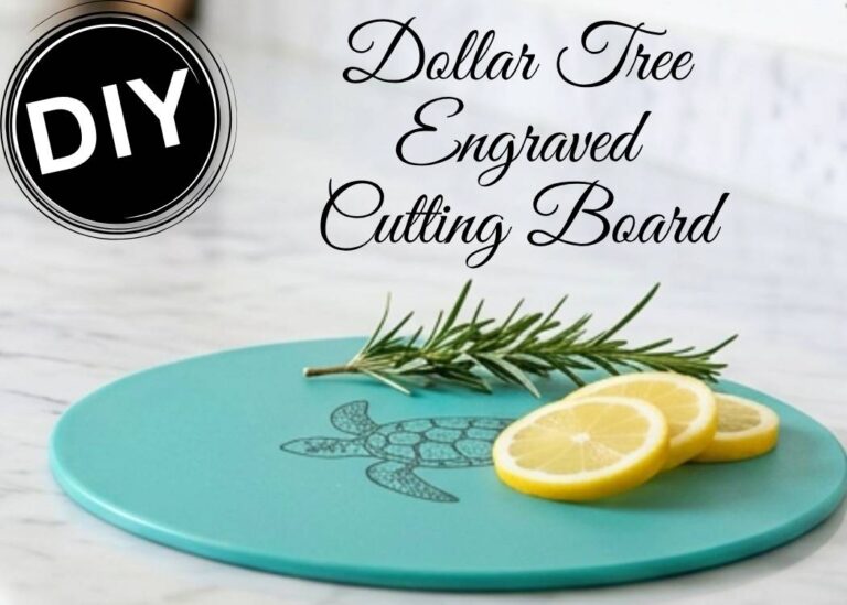 DIY Dollar Tree engraved cutting board with lemons and rosemary