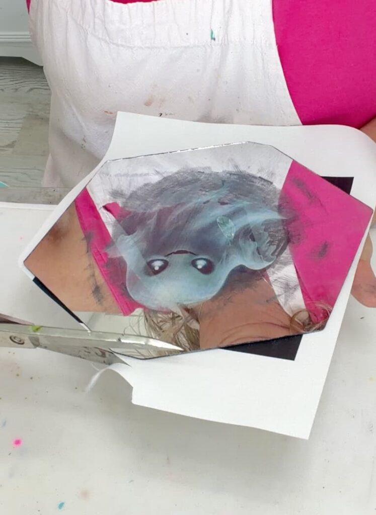 Ghost image being applied to the back of the Dollar Tree mirror